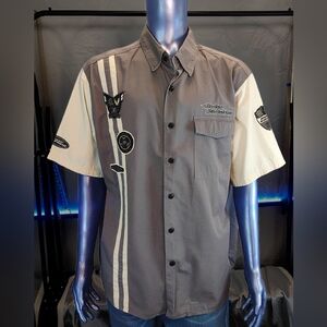 Harley Davidson Men’s XL Vintage Eagle Button Shirt Gray NWOT 2005